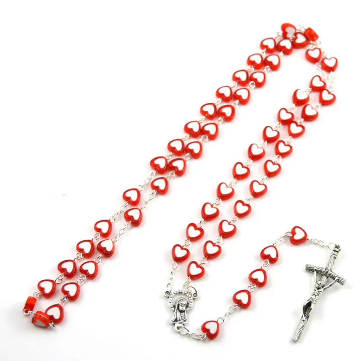 Colorful Jesus Cross Heart-shaped Rosary - image 2