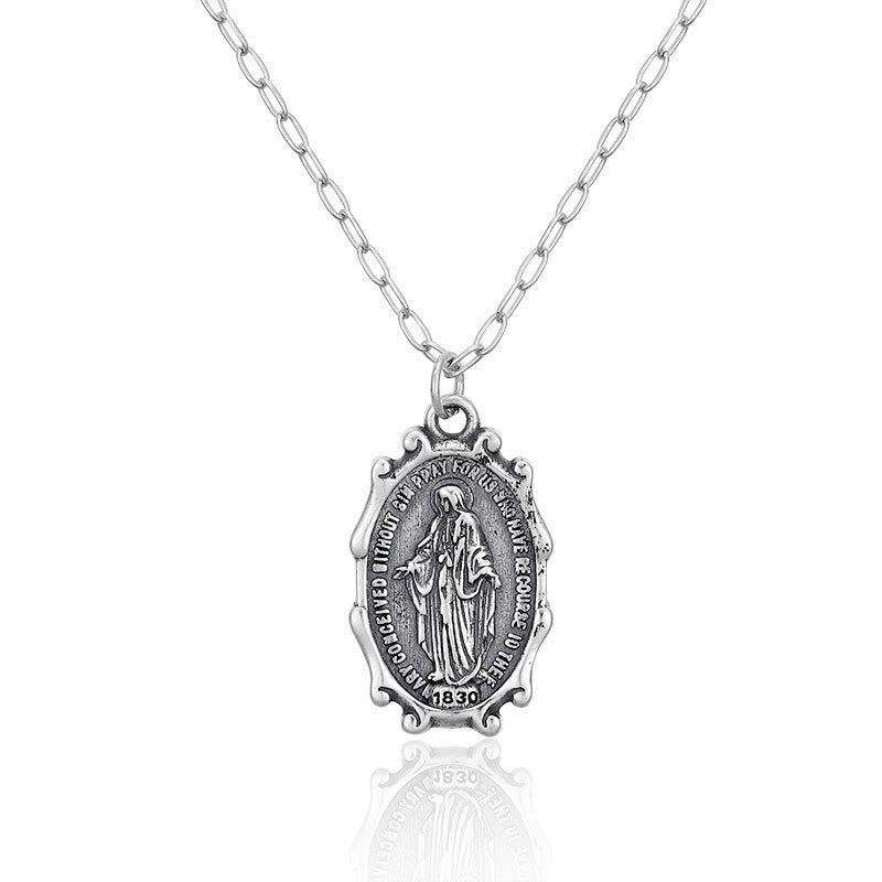Christianartworkshop 925 Sterling Silver Virgin Mary Christ Prayer Necklace - Silver - image 1