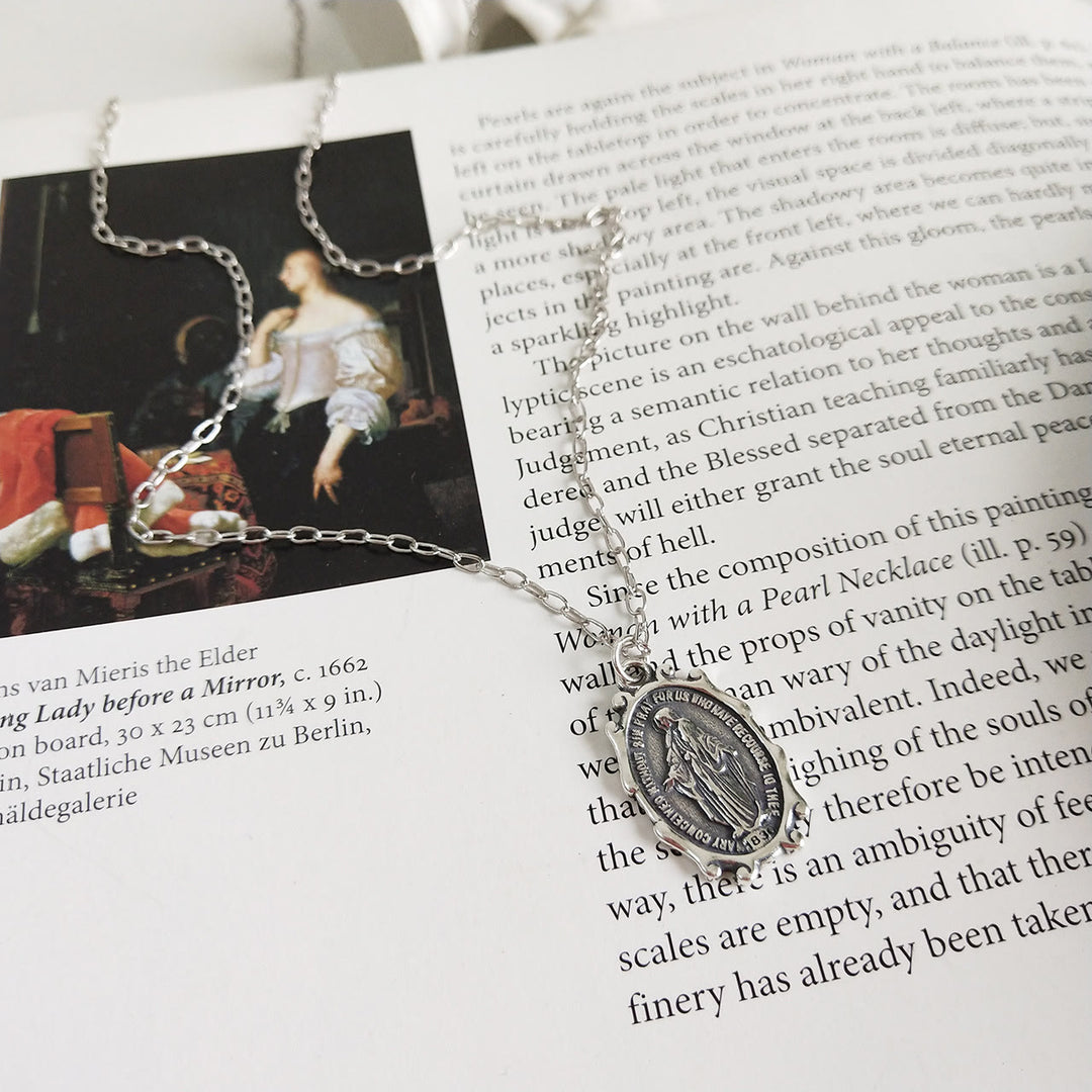 Christianartworkshop 925 Sterling Silver Virgin Mary Christ Prayer Necklace - image 3