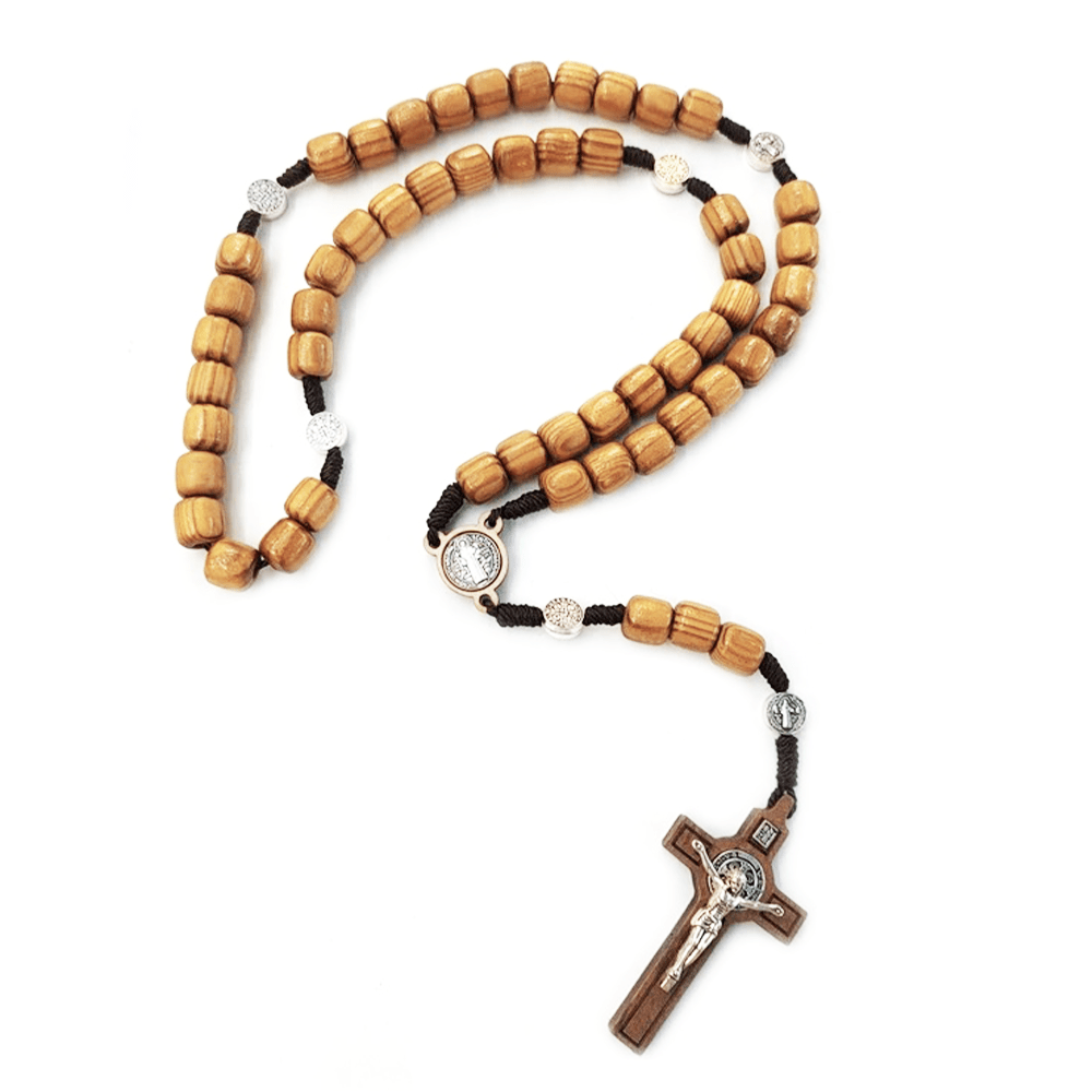 Crafted Natural Wood St. Benedict Crucifix Rosary - image 6