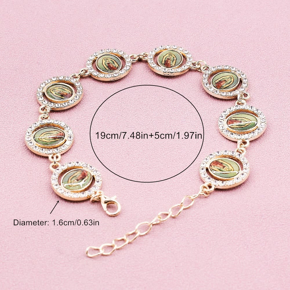 Christianartworkshop Our Lady of Guadalupe Zircon Round Medals Bracelet - image 3