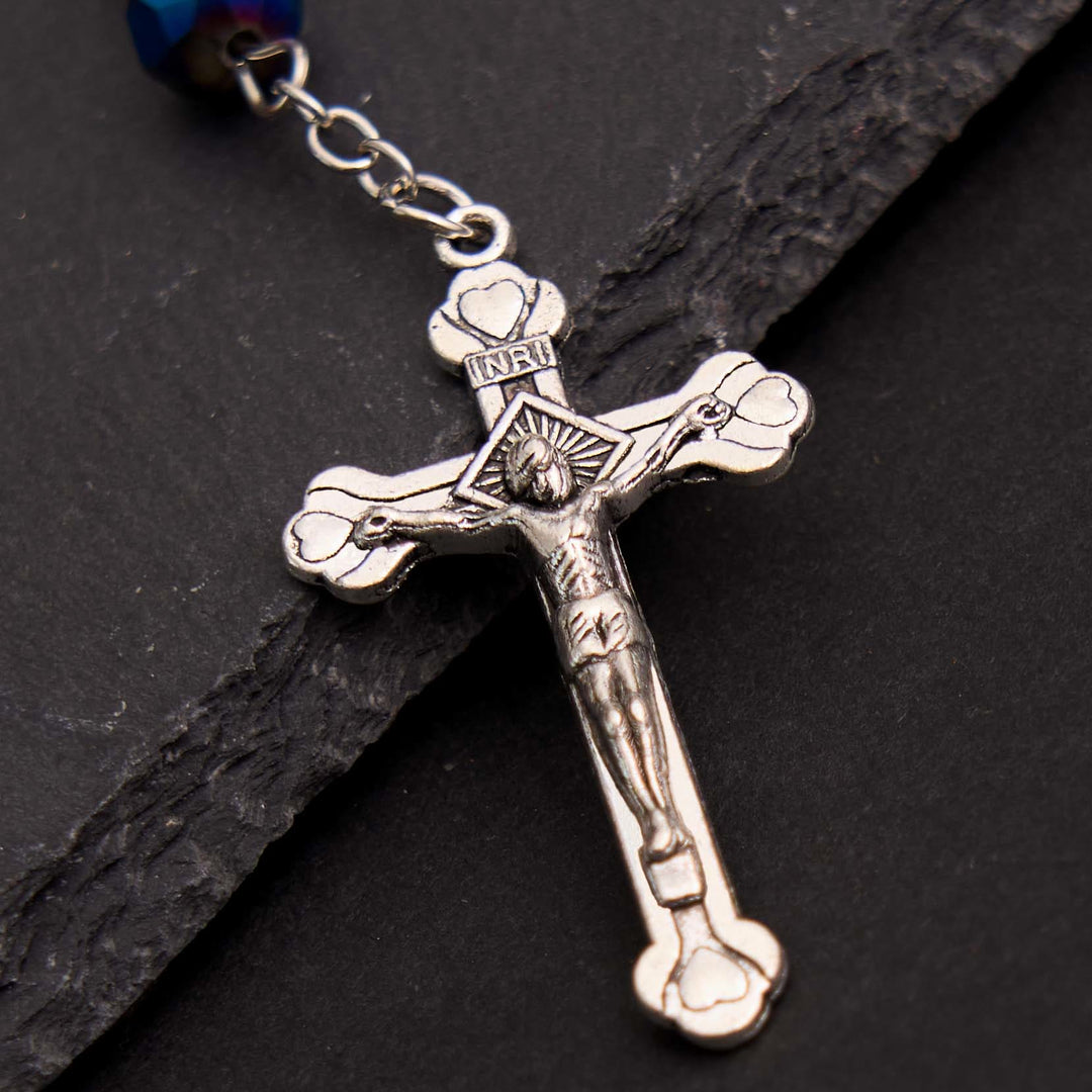 Blue Crystal Gemstone Virgin Mary Bracelet Rosary - image 3