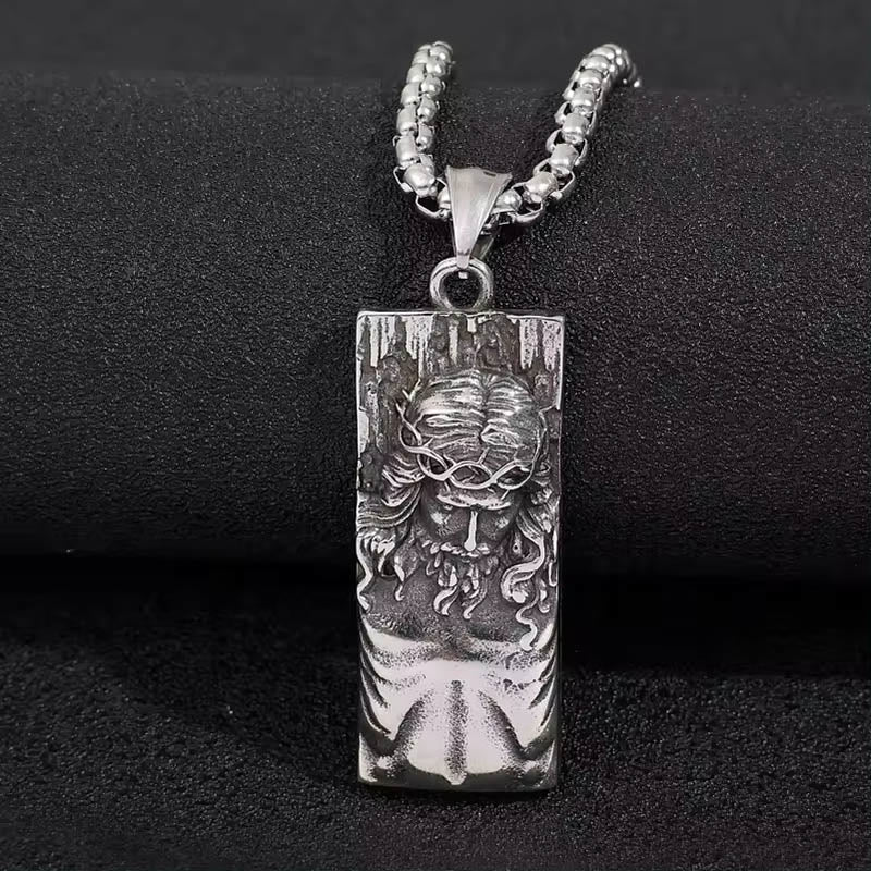 Christianartworkshop Jesus Shield Amulet Religion Necklace - Silver - image 1