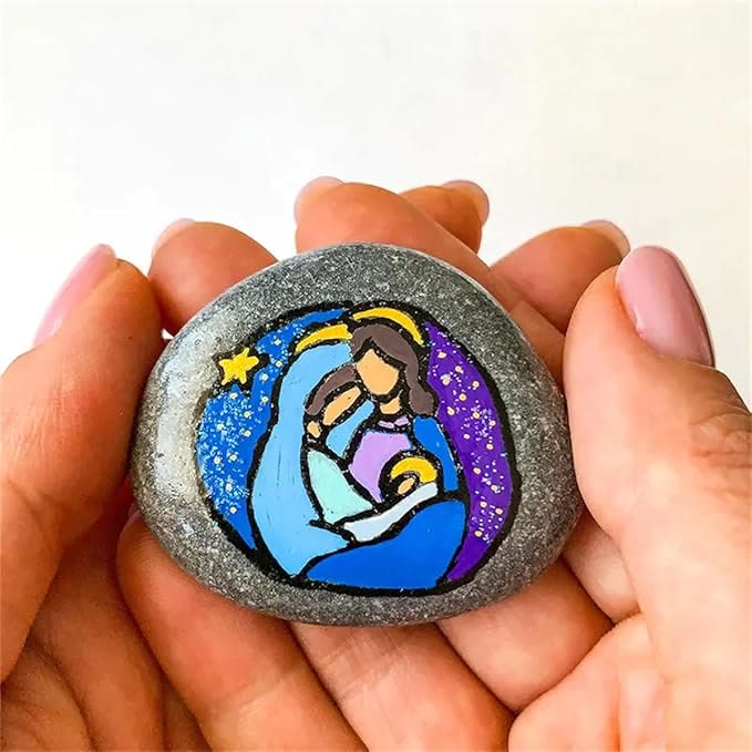 Nativity Scene Painted Rock - Holy Family A - image 3