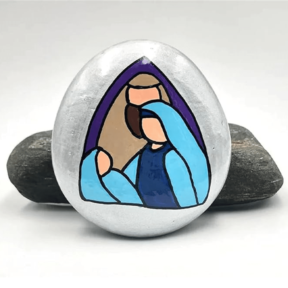 Nativity Scene Painted Rock - Holy Family B - image 4