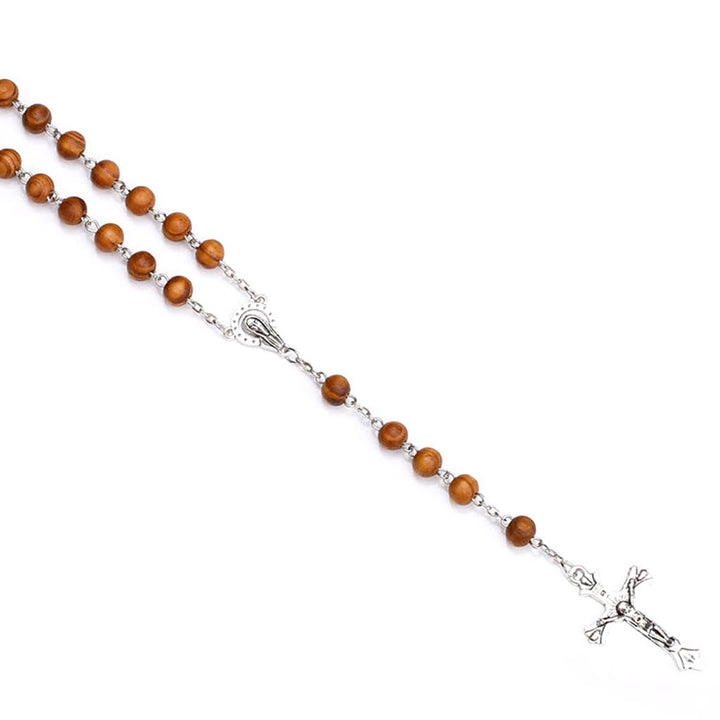 Classic Christian Wooden Long Chain Rosary - image 4
