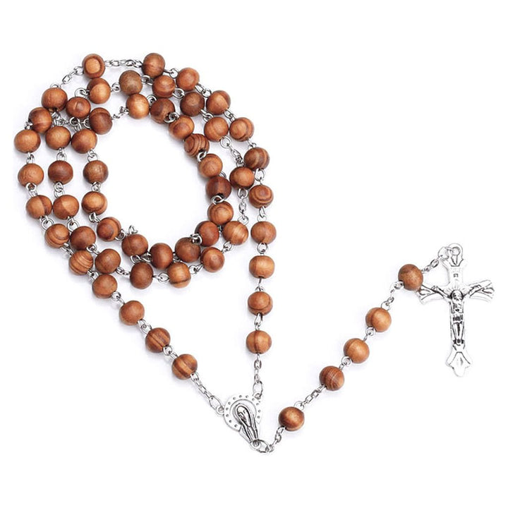 Classic Christian Wooden Long Chain Rosary - image 3