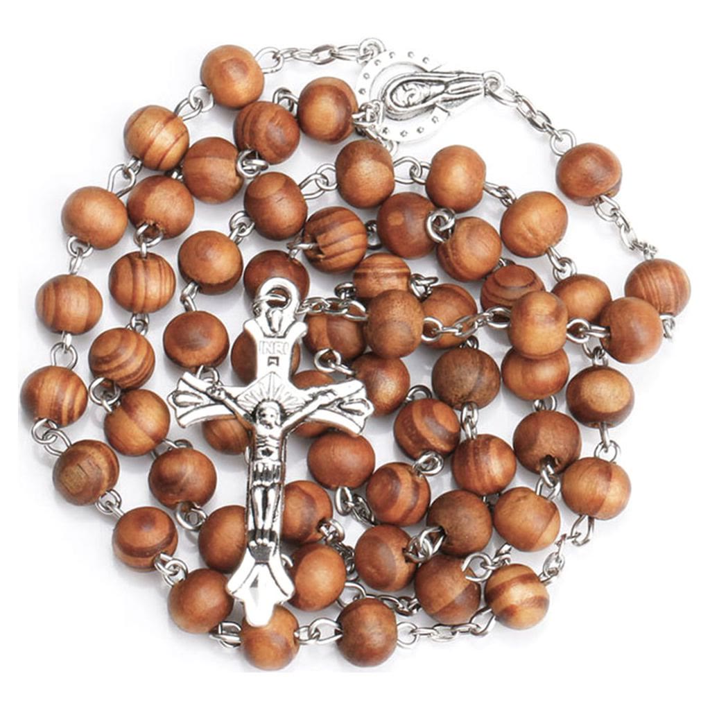 Classic Christian Wooden Long Chain Rosary - image 2