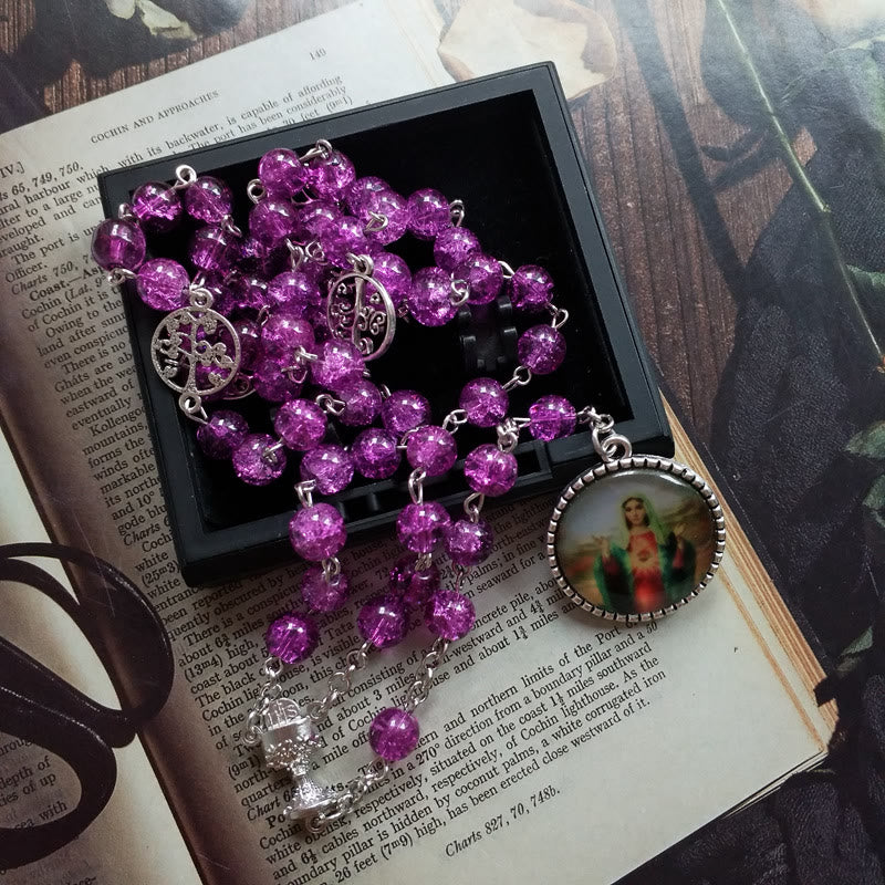 Immaculate Heart of Mary Purple Rosary - Purple - image 1