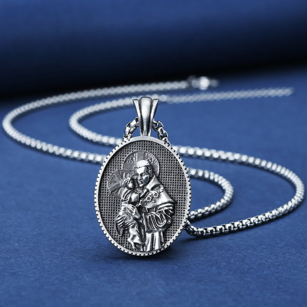 Christianartworkshopthe St. Anthony and the Child Jesus Pendant Necklace - image 2