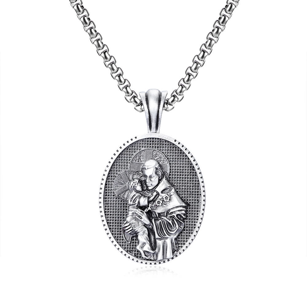 Christianartworkshopthe St. Anthony and the Child Jesus Pendant Necklace - image 5