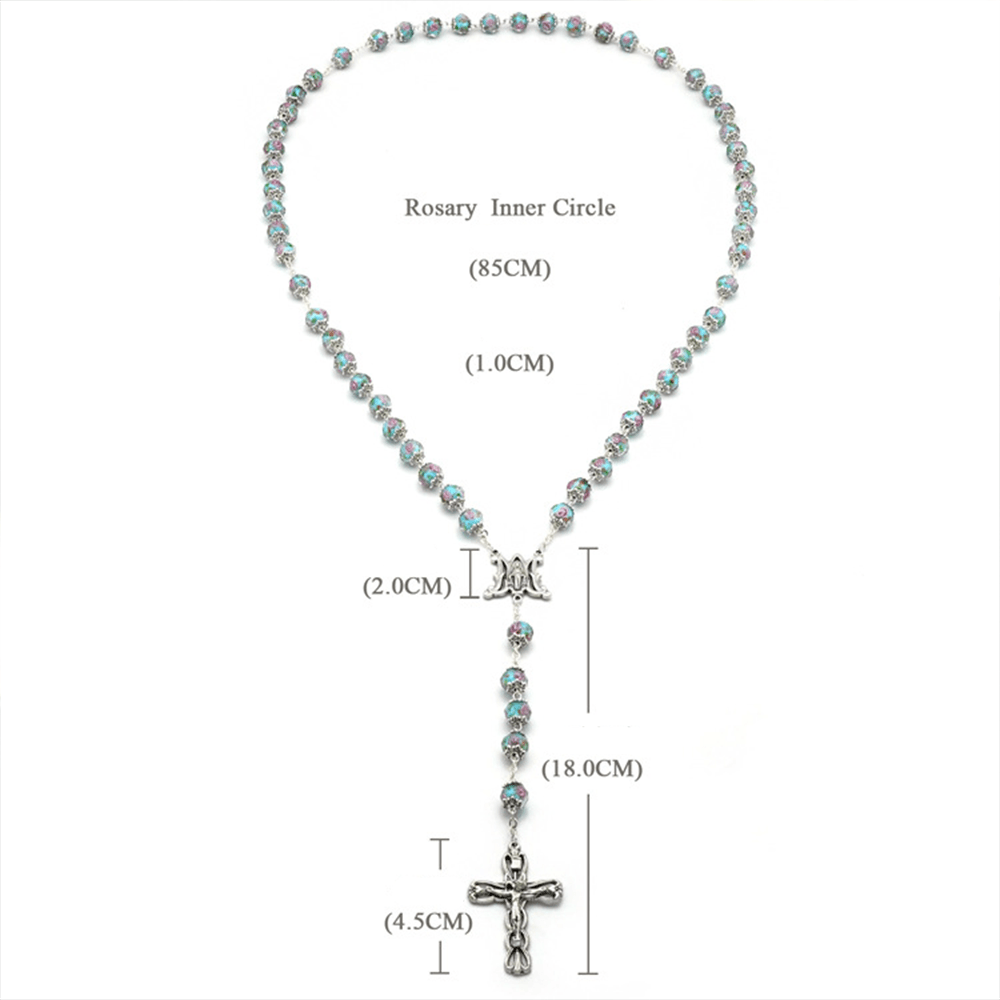 Christianartworkshop Glazed Crystal Rose Flower Beads Rosary - image 12