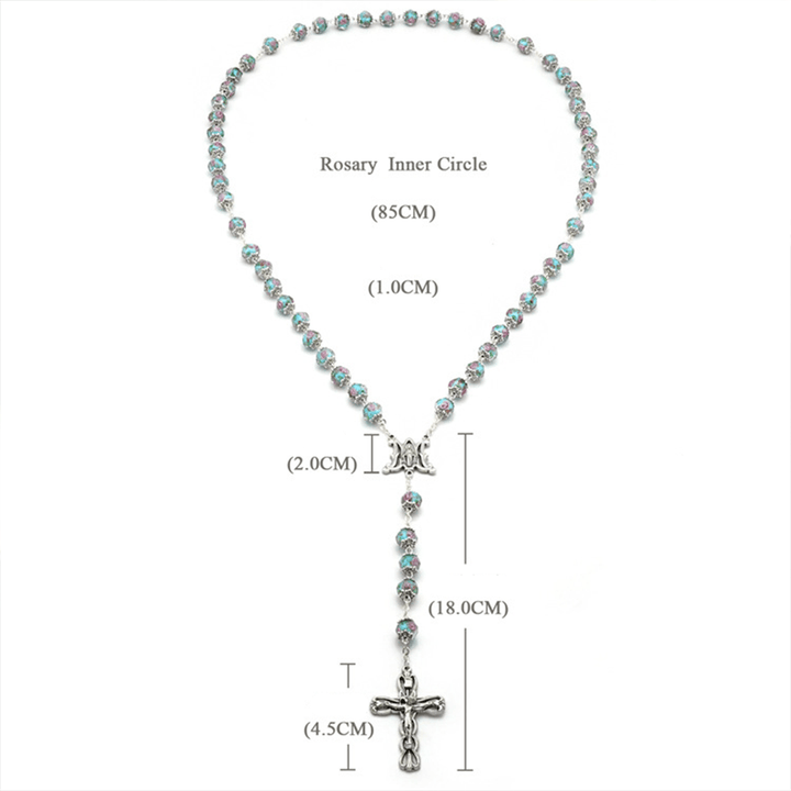 Christianartworkshop Glazed Crystal Rose Flower Beads Rosary - image 12