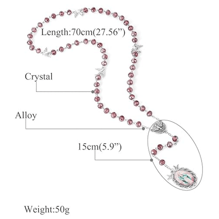 Christianartworkshop Holy Spirit & Our Lady of Grace of 6*8 mm Polyhedron Purple Crystal Alloy Chain Rosary - image 11