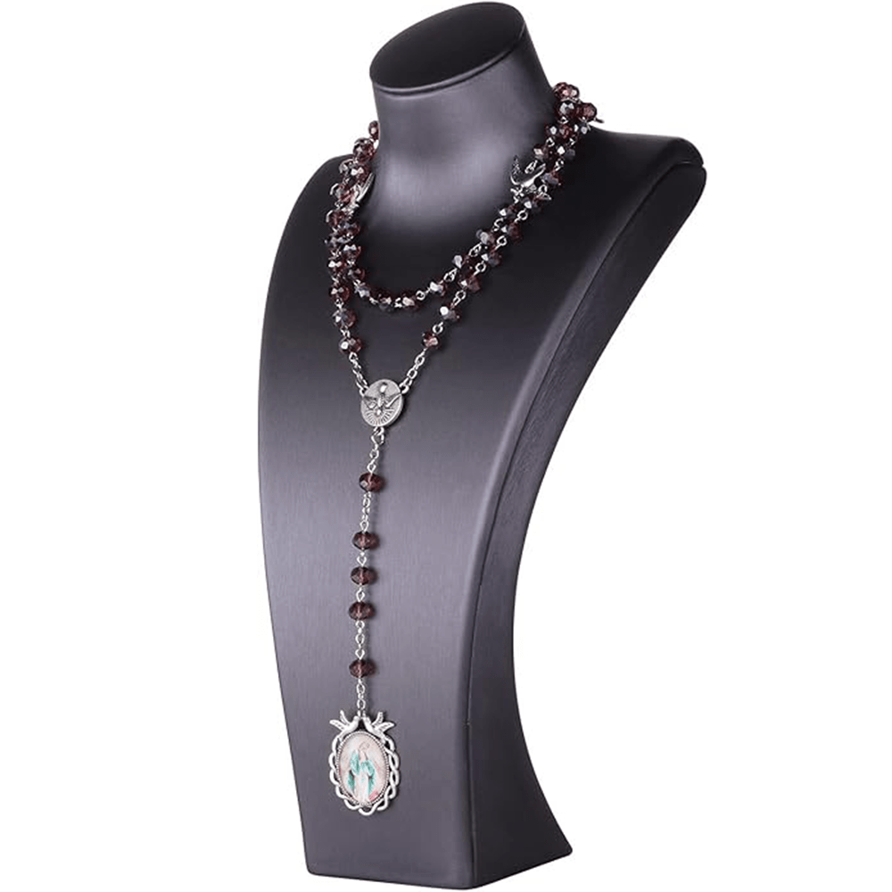 Christianartworkshop Holy Spirit & Our Lady of Grace of 6*8 mm Polyhedron Purple Crystal Alloy Chain Rosary - image 10