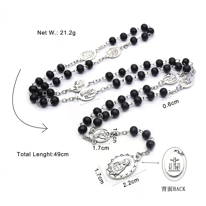Christianartworkshop Our Lady of Sorrows of 6 mm Round Black Acrylic Alloy Chain 7 Sorrows Rosary - image 5