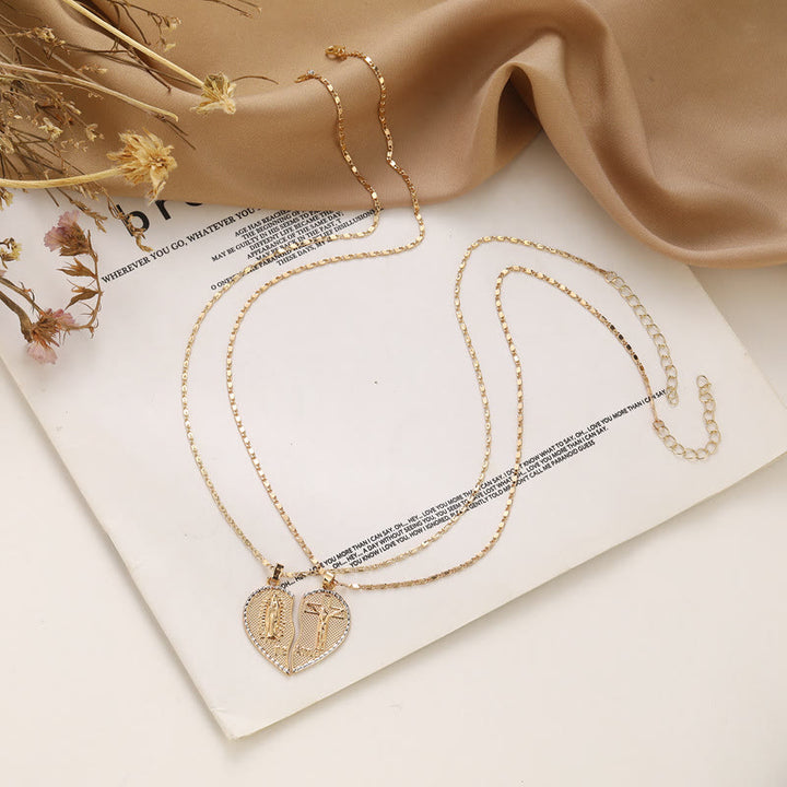 Christianartworkshopthe Our Lady of Guadalupe & Crucifix 2-in-1 Heart Stacking Necklace - image 4