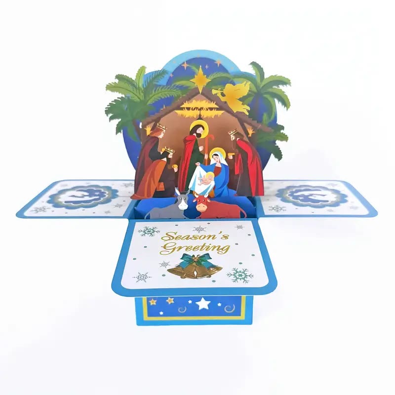 Jesus Born Nativity 3d Paper Blessing Message Greeting Card - image 2