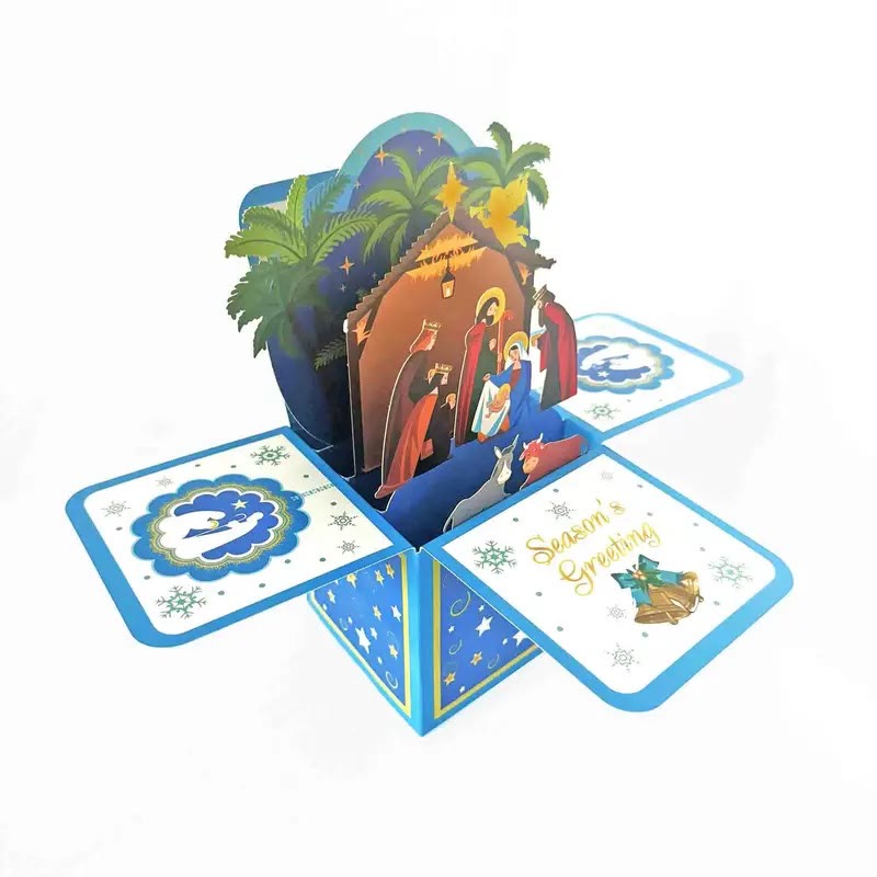 Jesus Born Nativity 3d Paper Blessing Message Greeting Card - Nativity - image 1