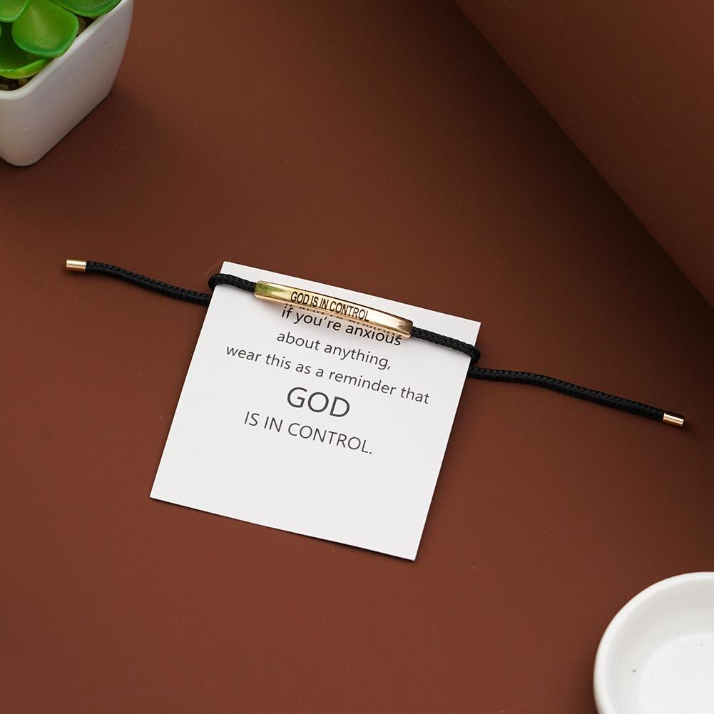 Christianartworkshop Simple Style God Blessed Adjustable String Bracelet - image 2