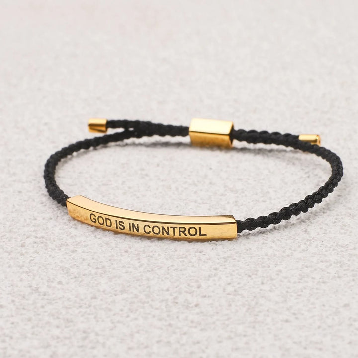 Christianartworkshop Simple Style God Blessed Adjustable String Bracelet - Black-gold - image 1