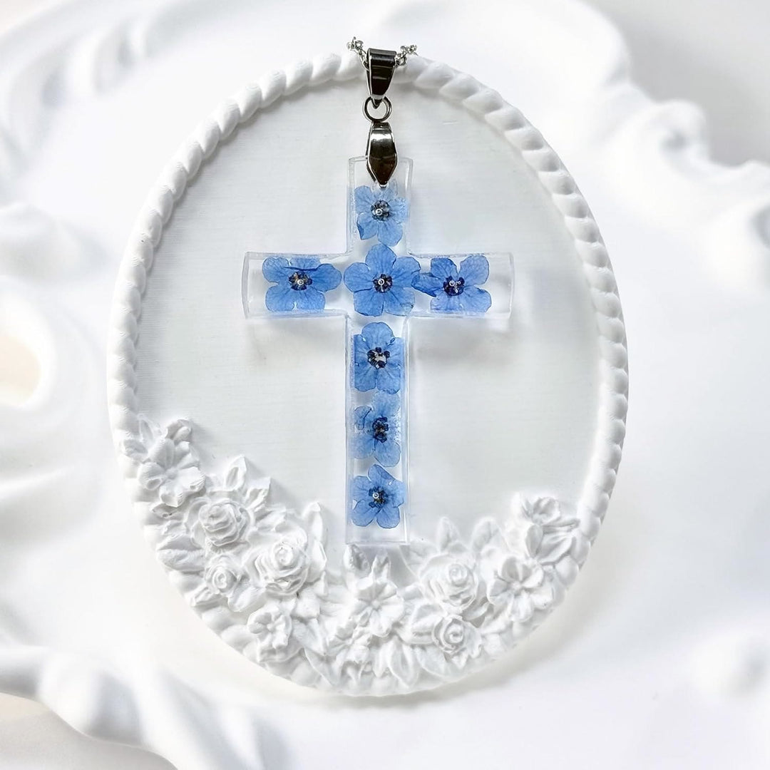 Christianartworkshop Fresh Style Natural Real Dried Flower Cross Necklace - image 3