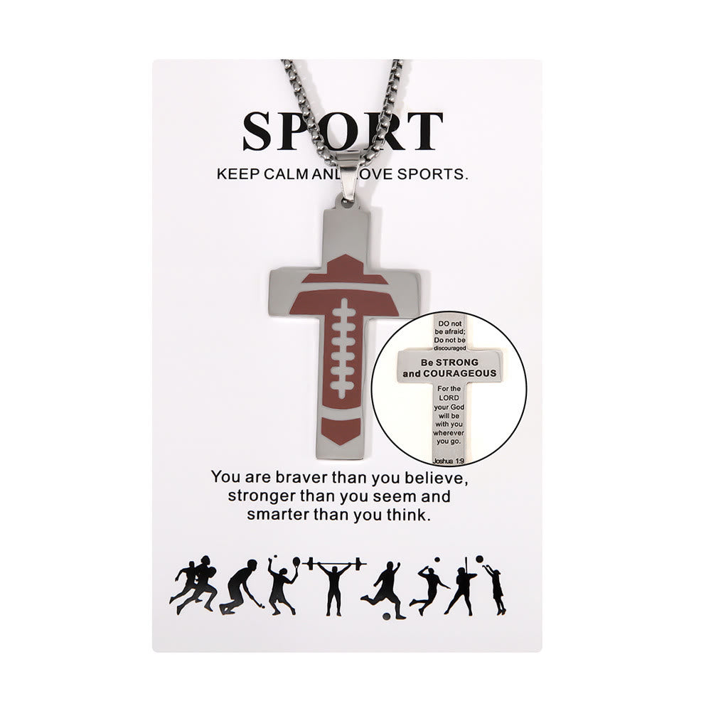 Christianartworkshop Sport Style Football Pray for Blessings Cross Necklace - image 6