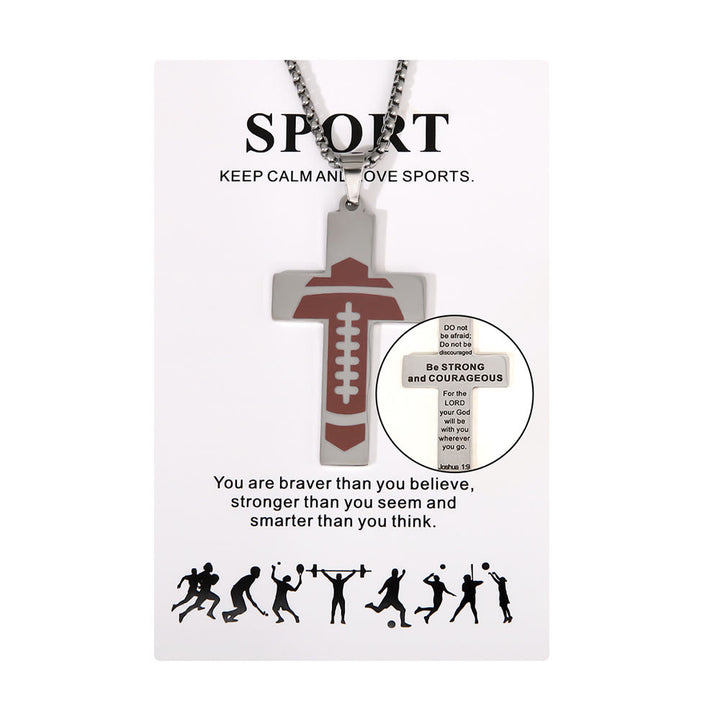 Christianartworkshop Sport Style Football Pray for Blessings Cross Necklace - image 6