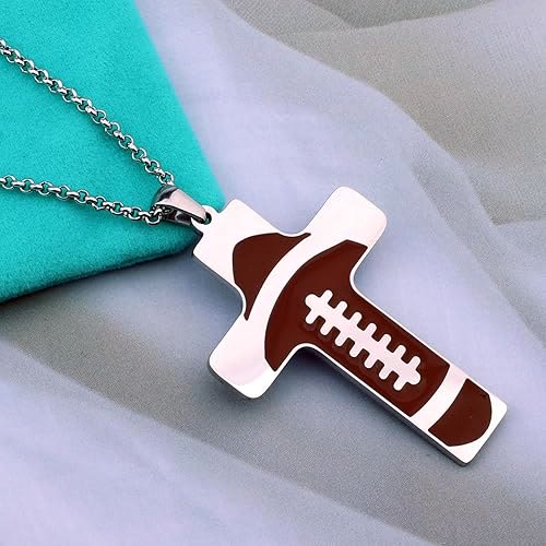 Christianartworkshop Sport Style Football Pray for Blessings Cross Necklace - image 4