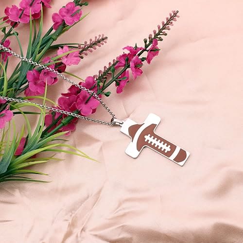 Christianartworkshop Sport Style Football Pray for Blessings Cross Necklace - image 5