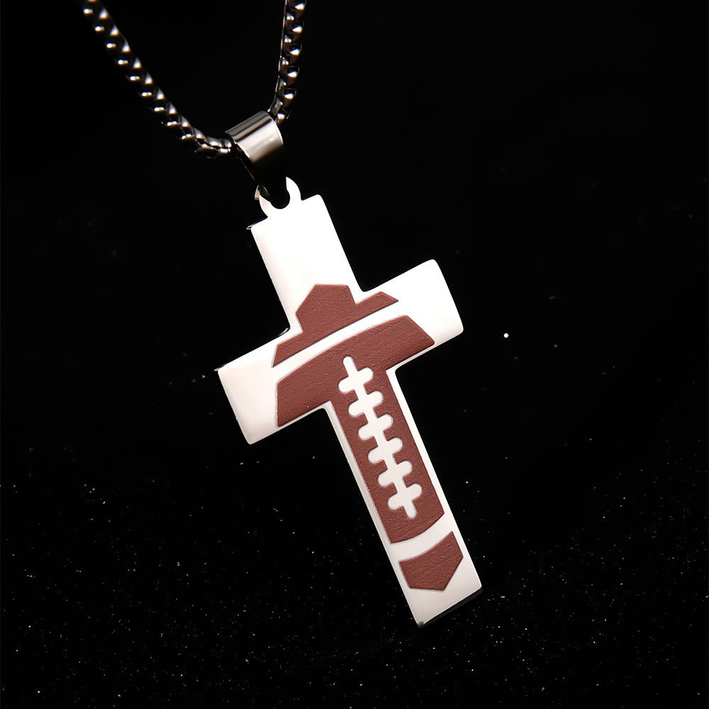 Christianartworkshop Sport Style Football Pray for Blessings Cross Necklace - image 2