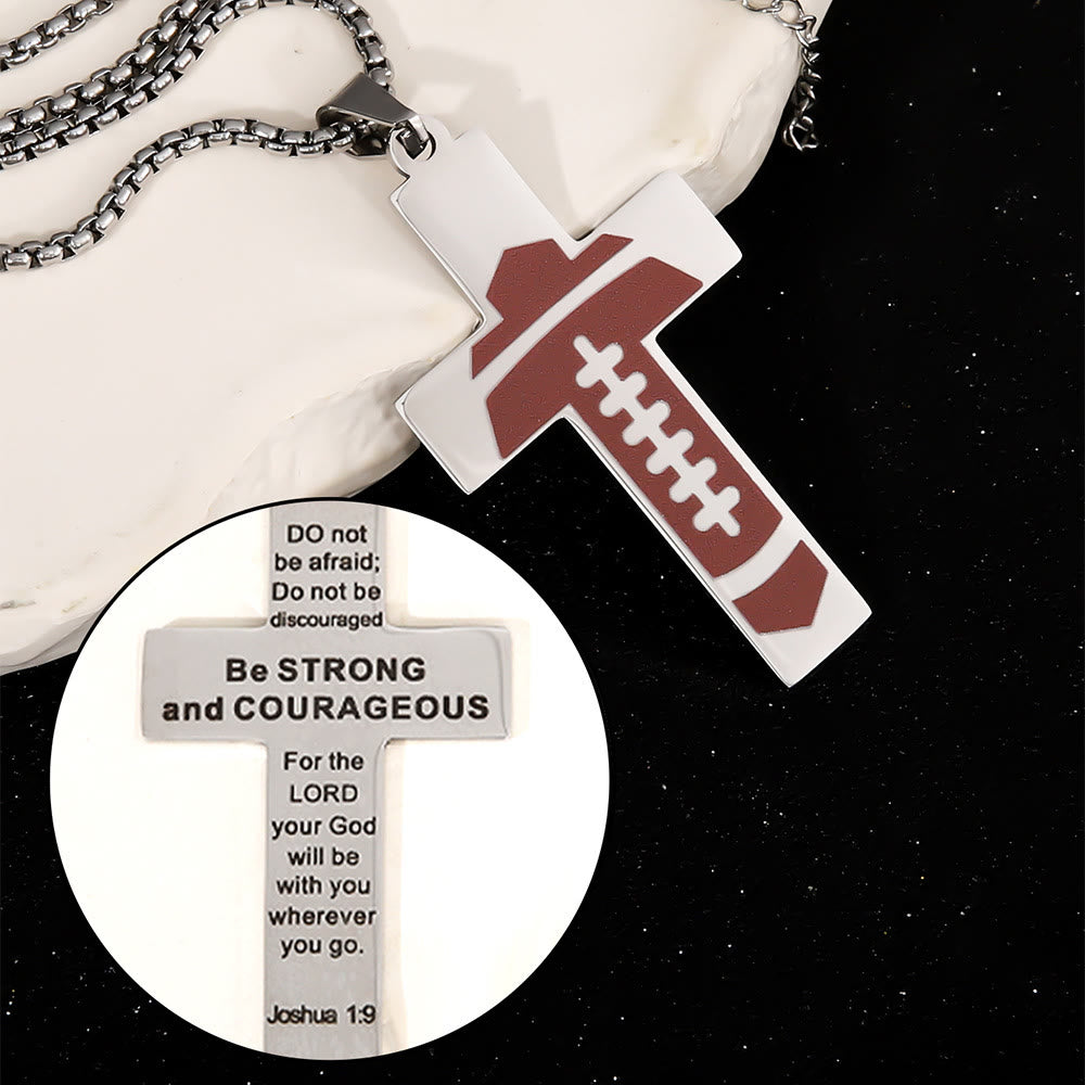 Christianartworkshop Sport Style Football Pray for Blessings Cross Necklace - Red - image 1