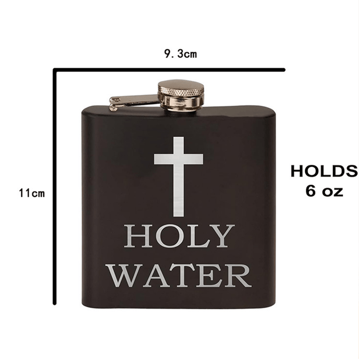 Christian Art Black Holy Water Portable Alcohol Drinking Flask - image 6