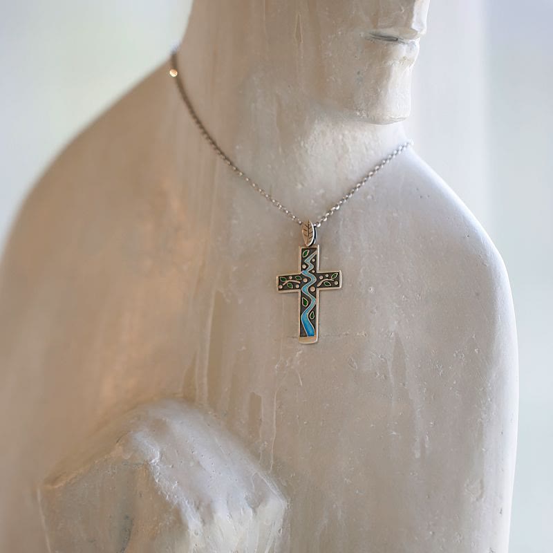 Christianartworkshop Fresh Style Creekside Tree Enamel Cross Necklace - image 3