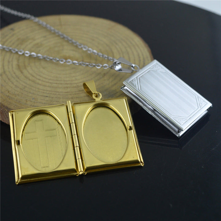 Christianartworkshop Practical Style Openable Bible Shape Pendant Necklace - image 2