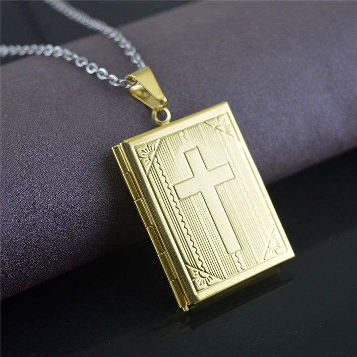 Christianartworkshop Practical Style Openable Bible Shape Pendant Necklace - image 3