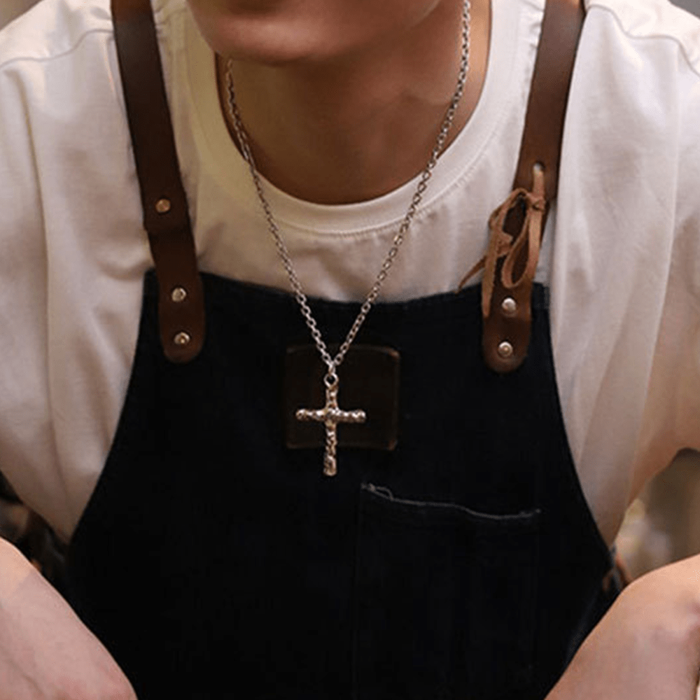 Christianartworkshop Minimalist Style Heavy Metal Cracked Cross Necklace - image 6