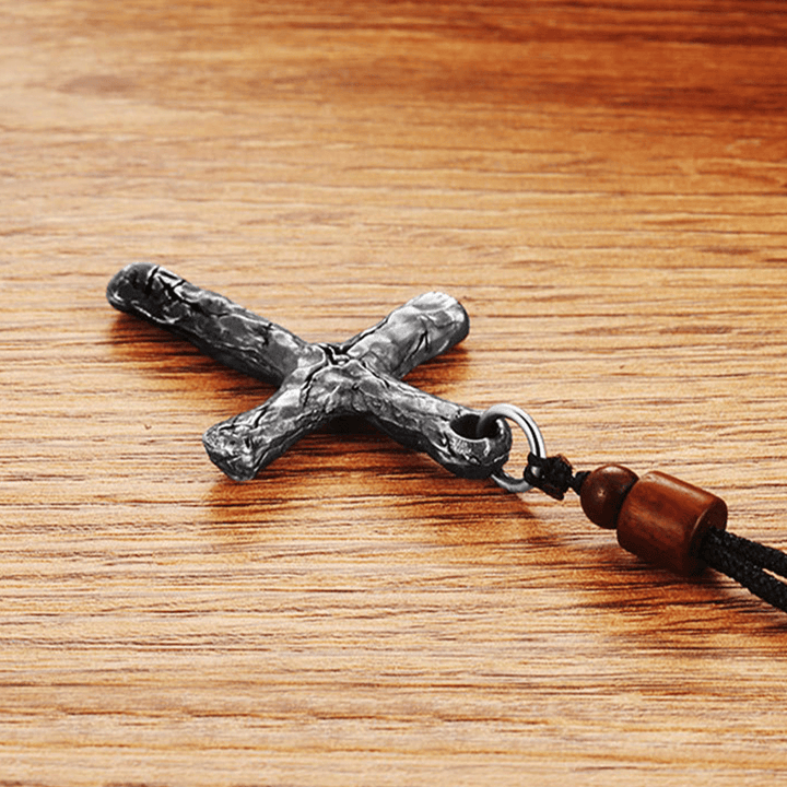 Christianartworkshop Minimalist Style Heavy Metal Cracked Cross Necklace - image 7