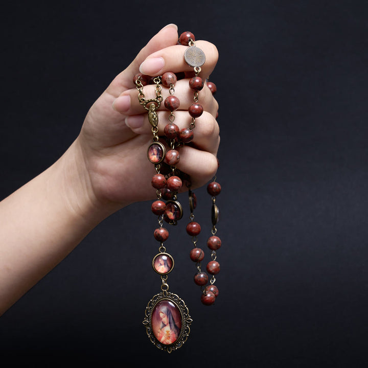 Christianartworkshop Our Lady Seven Sorrows Natural Sesame Stone Rosary - image 5