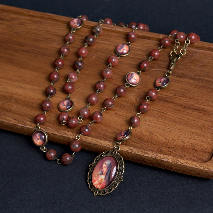 Christianartworkshop Our Lady Seven Sorrows Natural Sesame Stone Rosary - image 3