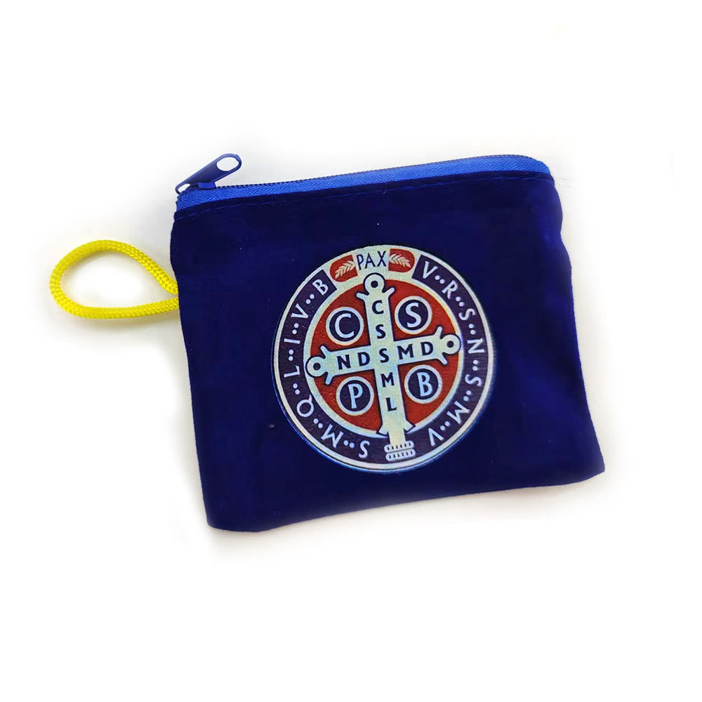 Christianartworkshop Modern Style St. Benedict Practical Velvet Religion Jewelry Storage Bag - Blue - image 5