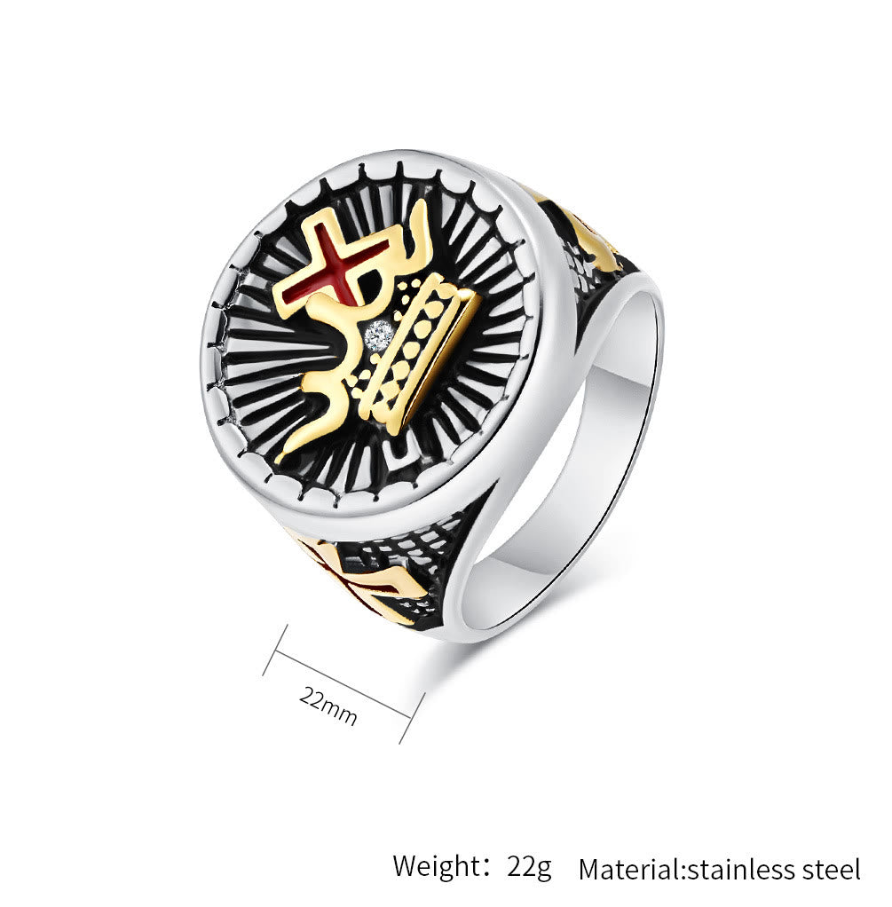 Christianartworkshop Retro Style Cross & Crown Titanium Ring - image 7