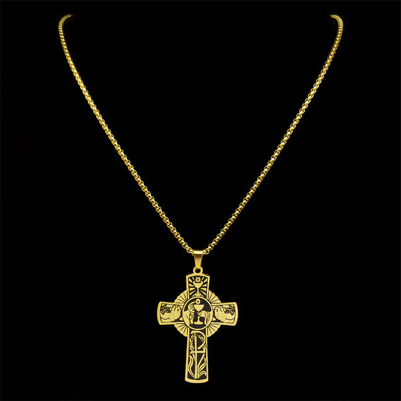 Christianartworkshop Multi-element Style Eucharist Halo Grapevine Cross Necklace - image 4