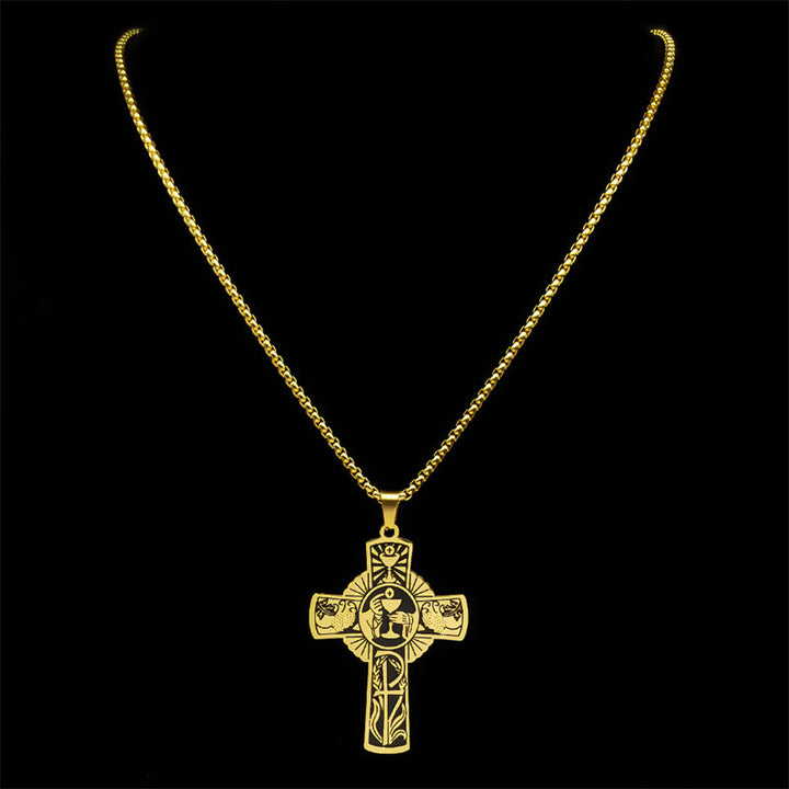 Christianartworkshop Multi-element Style Eucharist Halo Grapevine Cross Necklace - image 4