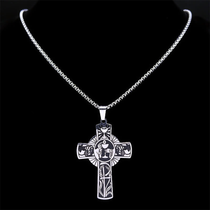Christianartworkshop Multi-element Style Eucharist Halo Grapevine Cross Necklace - image 6