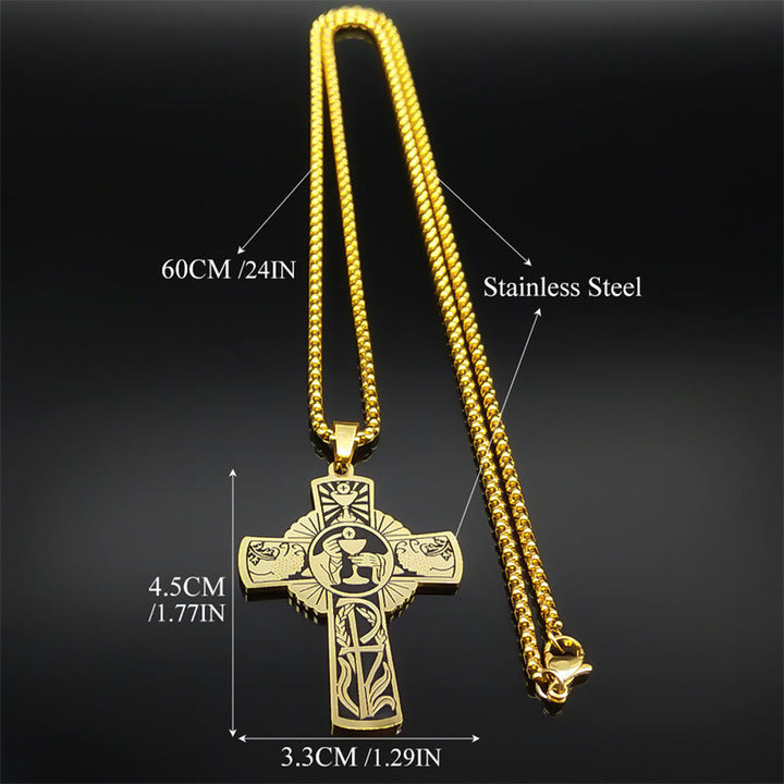 Christianartworkshop Multi-element Style Eucharist Halo Grapevine Cross Necklace - image 9