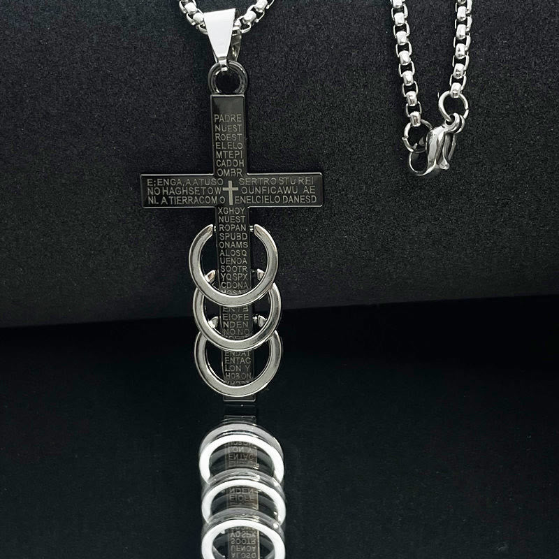 Christianartworkshop Minimalist Style Bible Verse Cross Pendant Titanium Necklace - image 2