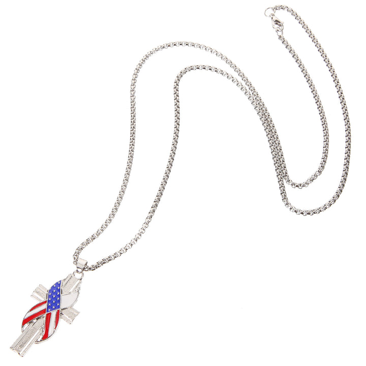 Christianartworkshop Modern Style American Flag Icon Cross Pendant Alloy Necklace - image 3