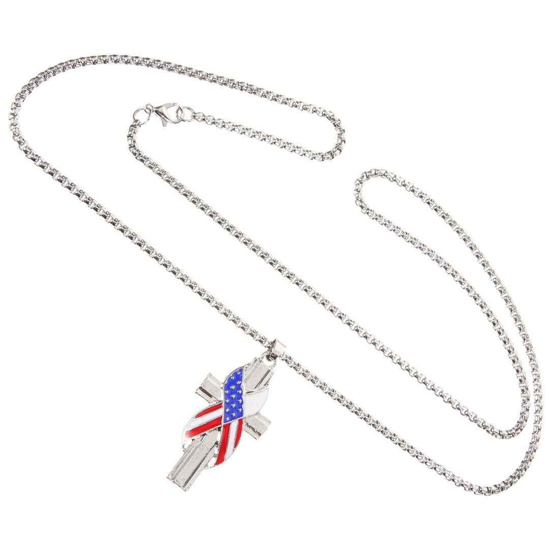Christianartworkshop Modern Style American Flag Icon Cross Pendant Alloy Necklace - image 5