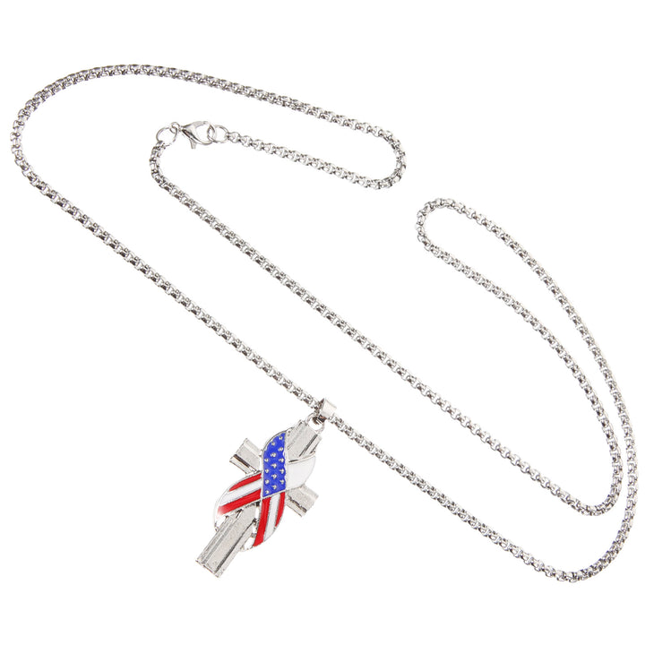 Christianartworkshop Modern Style American Flag Icon Cross Pendant Alloy Necklace - image 5